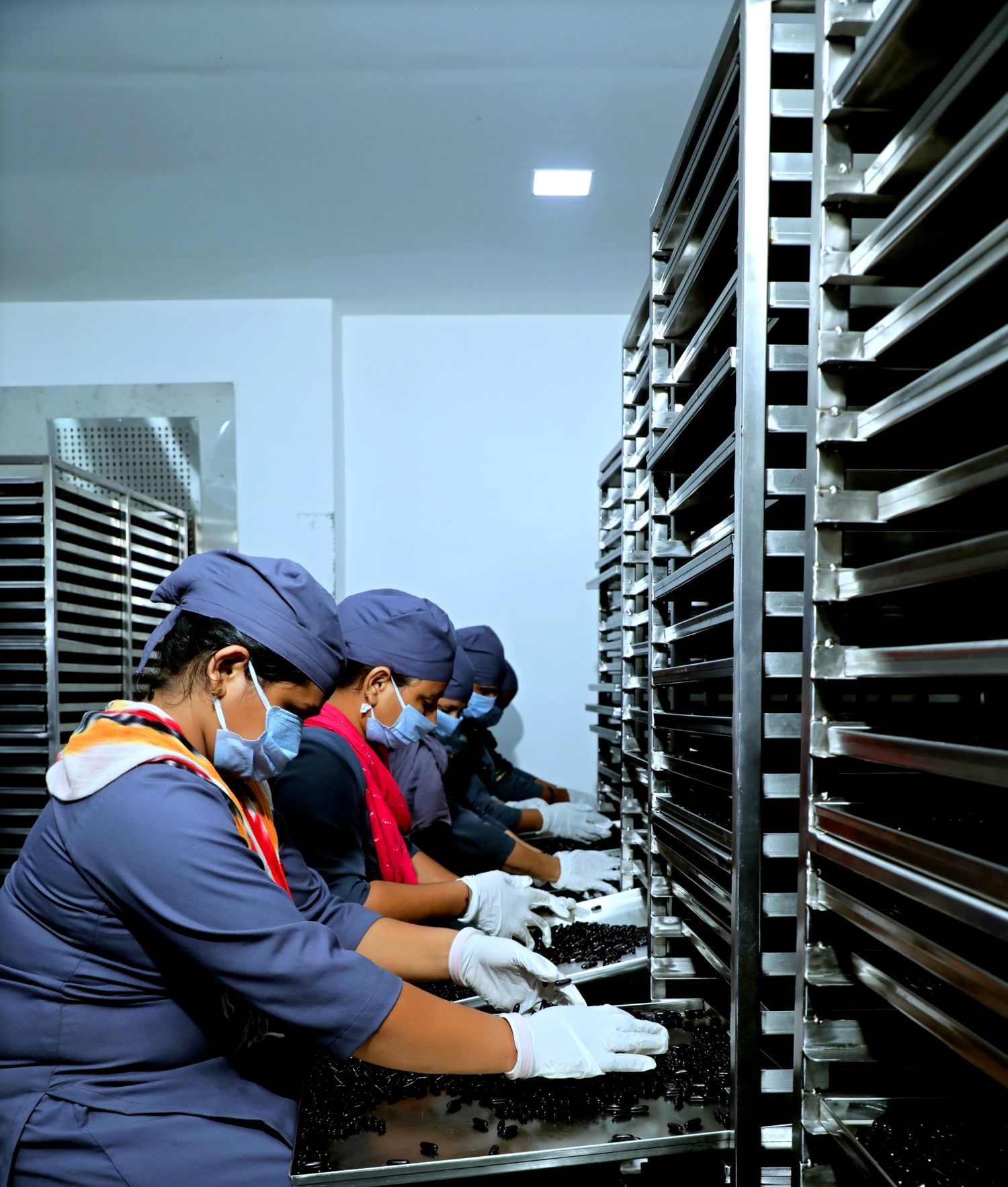 Admetus Lifesciences workers at the capsule drying stations — a passion for better healthcare, Village Anta, Haryana